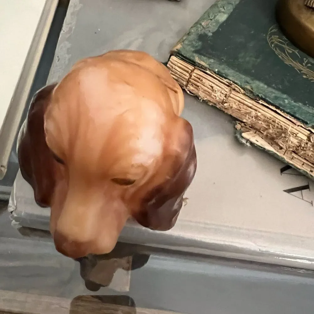 Vintage Bassett Hound Dog Wax Figure Candle Collectable Decorative Gloss Unlit